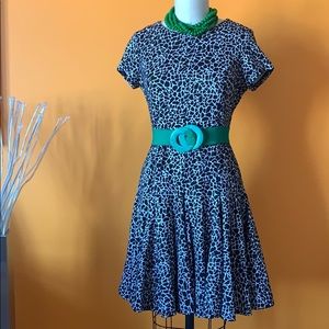 Black and white animal print knit dress